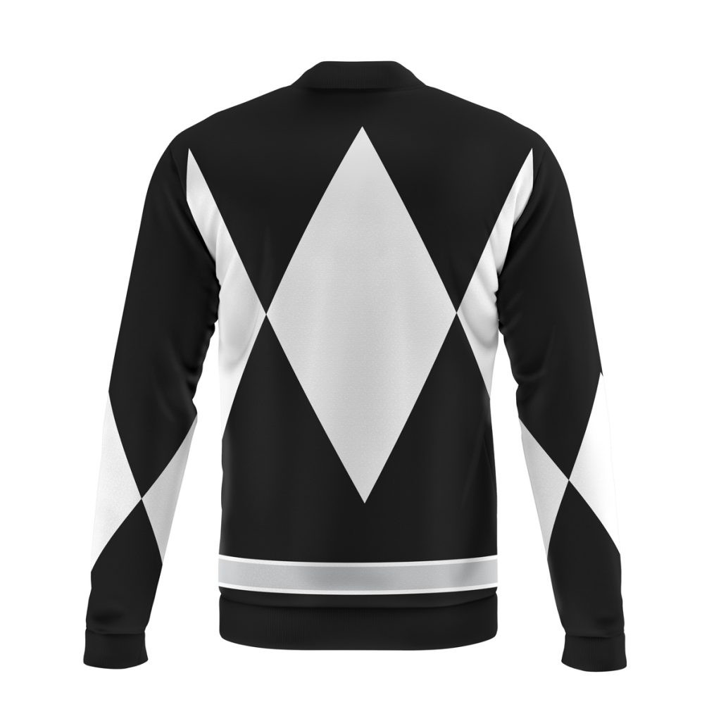 black ranger mighty morphin power rangers casual bomber jacket gpblt - Anime Jacket Shop