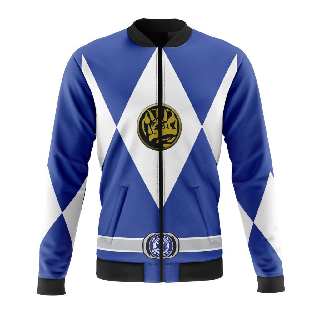 blue ranger mighty morphin power rangers casual bomber jacket - Anime Jacket Shop