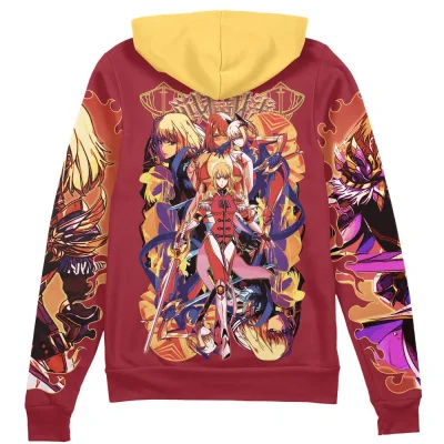 cha Zip Hoodie Back Mockup - Anime Jacket Store