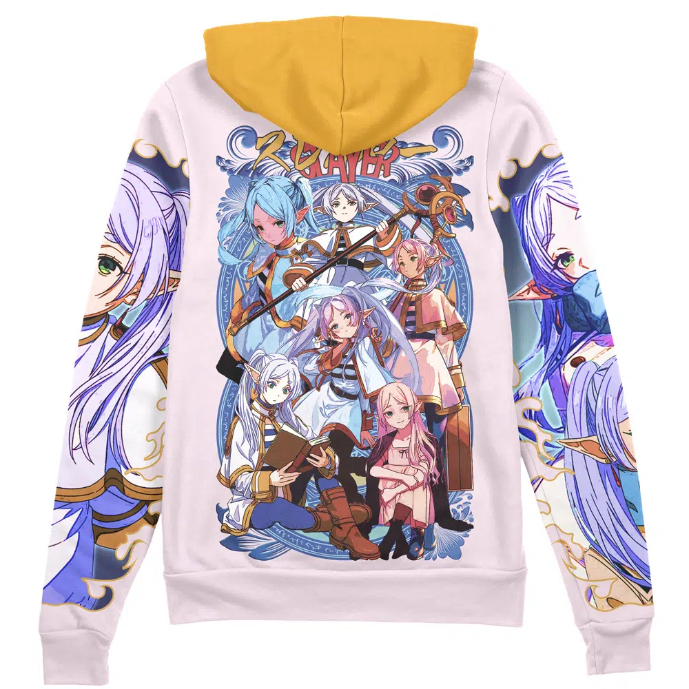 frieren Zip Hoodie Back Mockup - Anime Jacket Store