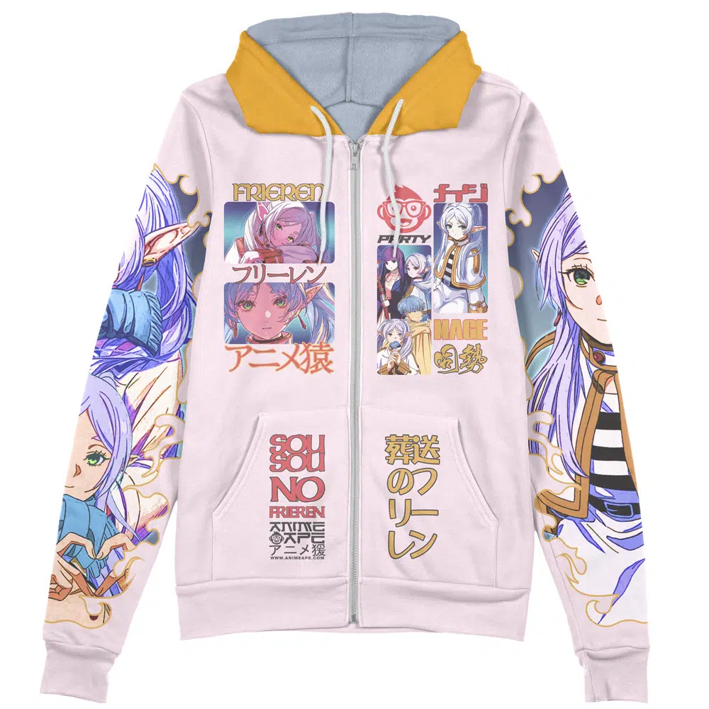 frieren Zip Hoodie Front Mockup - Anime Jacket Store