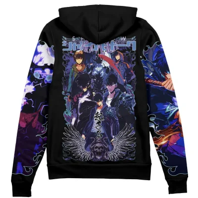 jinwoo Zip Hoodie Back Mockup - Anime Jacket Store