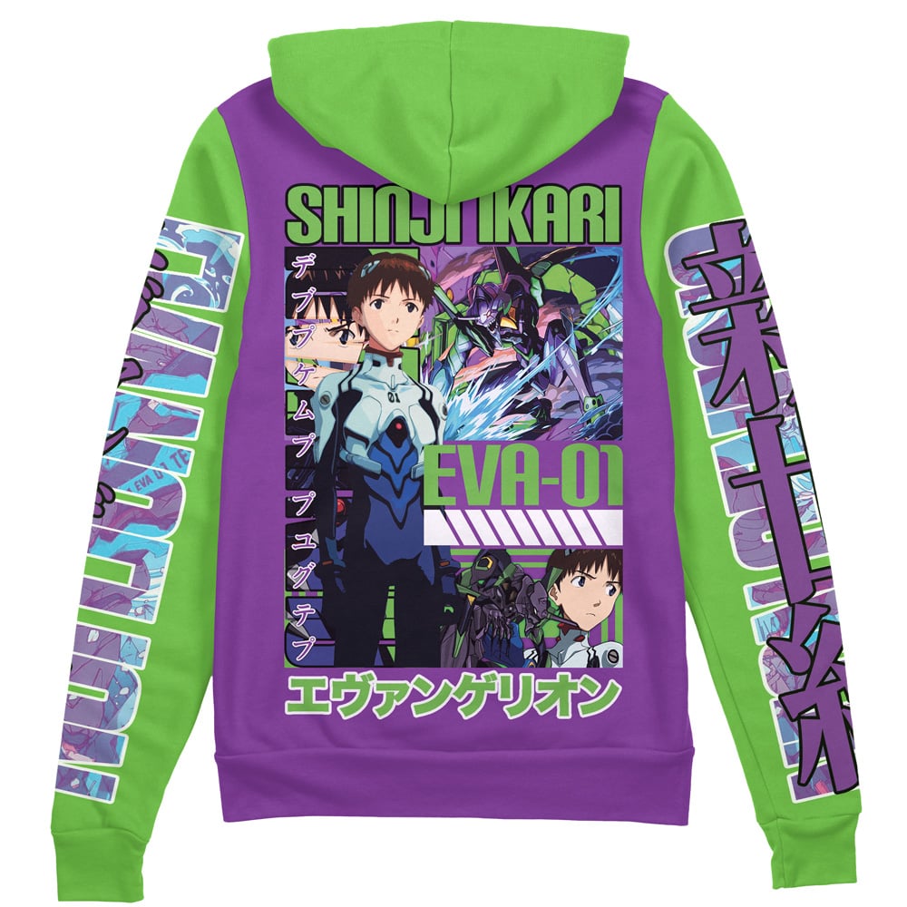 shinji Zip Hoodie Back Mockup - Anime Jacket Store